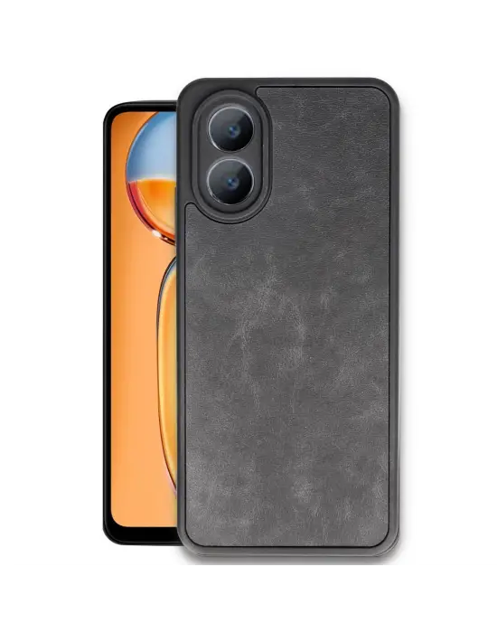 Oppo A38 Kılıf Aras Deri Kapak - Siyah