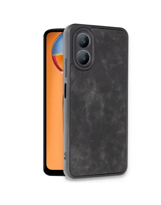 Oppo A38 Kılıf Aras Deri Kapak - Siyah