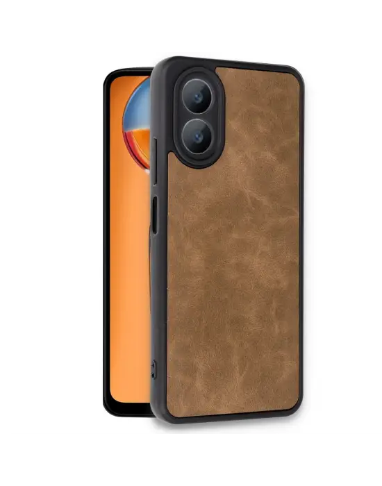Oppo A38 Kılıf Aras Deri Kapak - Taba