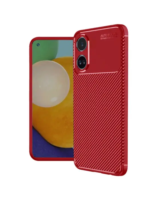 Oppo A38 Kılıf Auto Focus Karbon Kapak - Kırmızı