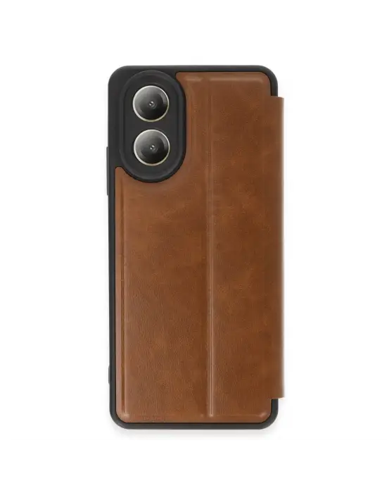 Oppo A38 Kılıf Flip Cover - Taba