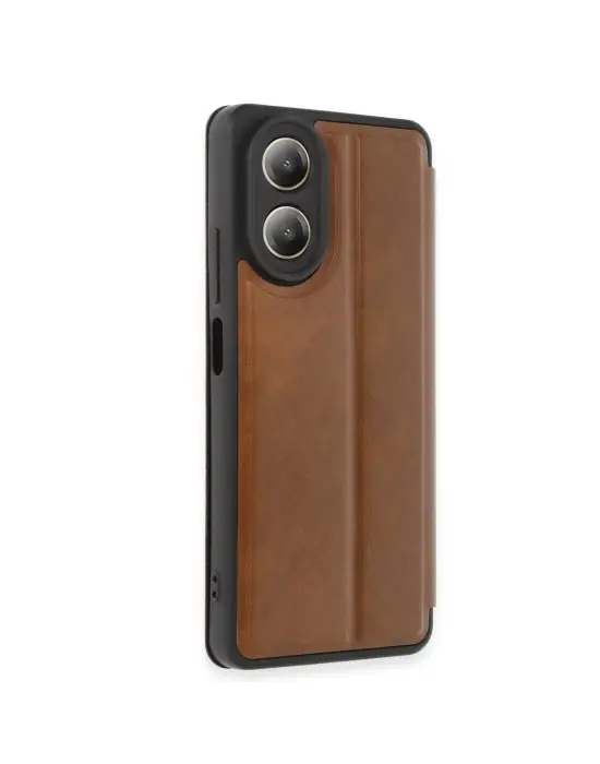Oppo A38 Kılıf Flip Cover - Taba