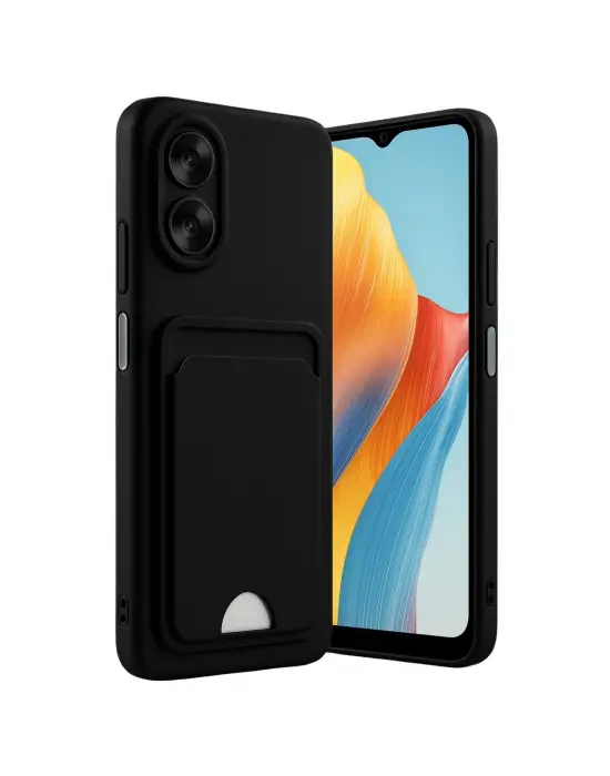 Oppo A38 Kılıf Kelvin Kartvizitli Silikon - Siyah