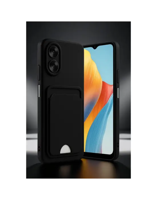 Oppo A38 Kılıf Kelvin Kartvizitli Silikon - Siyah