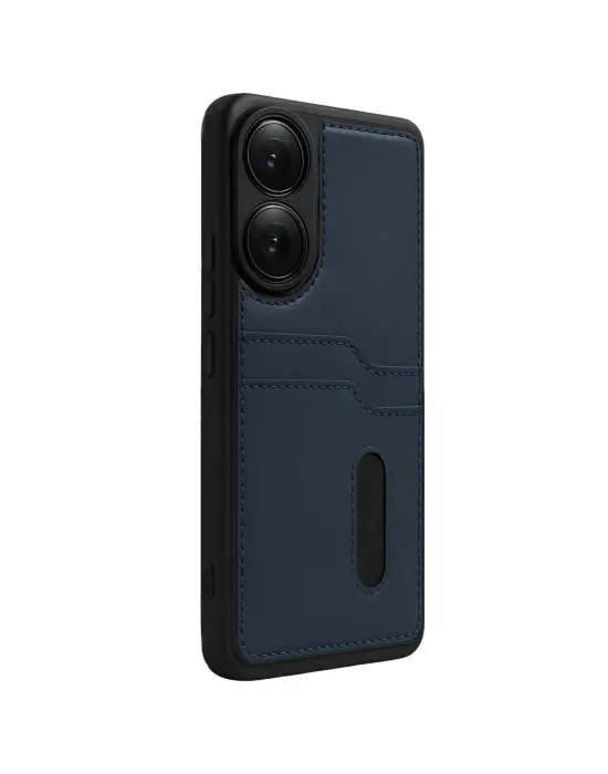 Oppo A38 Sara Kartvizitli Deri Kılıf - Lacivert