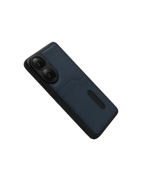 Oppo A38 Sara Kartvizitli Deri Kılıf - Lacivert