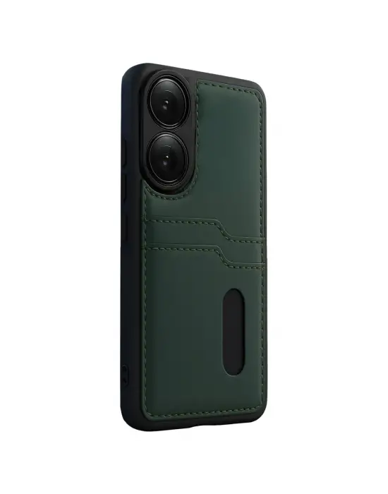 Oppo A38 Sara Kartvizitli Deri Kılıf - Yeşil