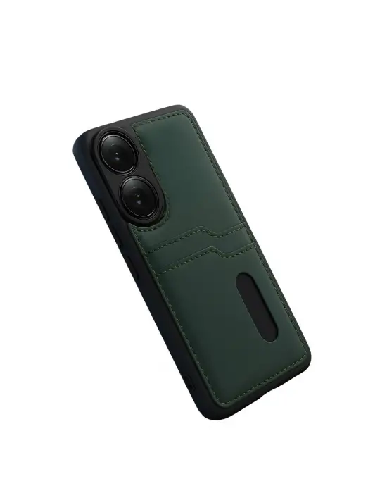 Oppo A38 Sara Kartvizitli Deri Kılıf - Yeşil