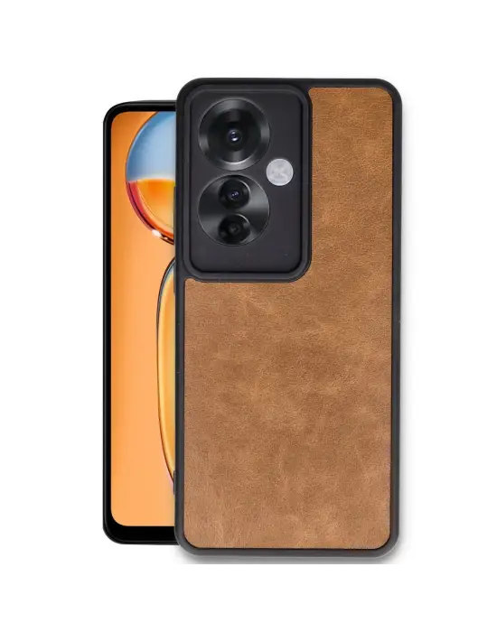 Oppo Reno 11f Kılıf Aras Deri Kapak - Taba