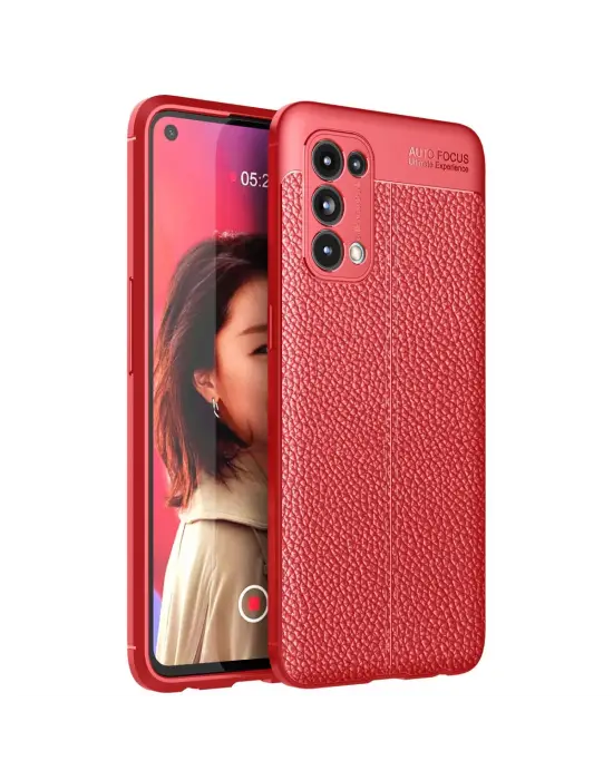 Oppo Reno 5 Kılıf Auto Focus Kapak - Kırmızı