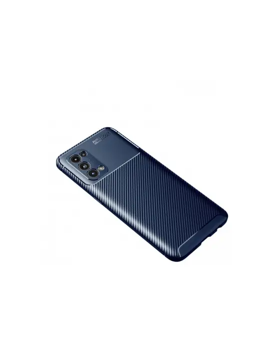 Oppo Reno 5 Kılıf Auto Focus Karbon Kapak - Lacivert
