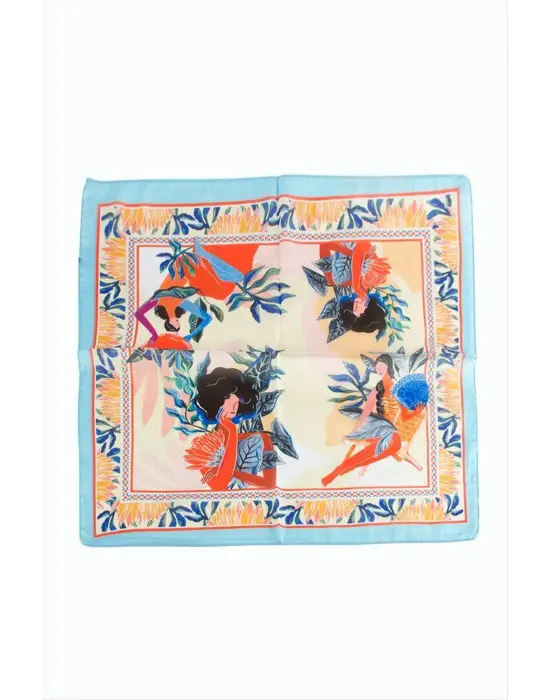 Orkide Desenli Zr Şifon Fular 50*50 cm