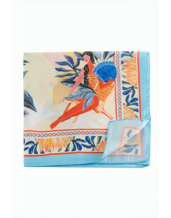 Orkide Desenli Zr Şifon Fular 50*50 cm