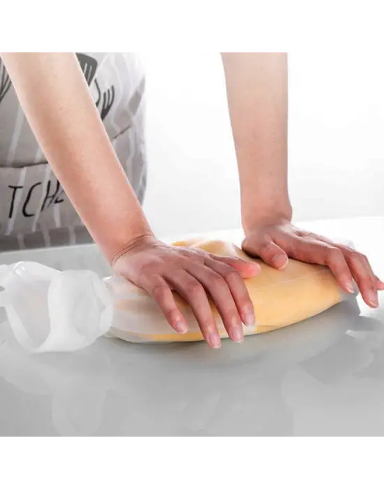 Orta Hamur Torbası Silikon Şeffaf Hamur Yoğurma Torbası Ekmek Makarna Mantı  Hamuru Kolay Yo