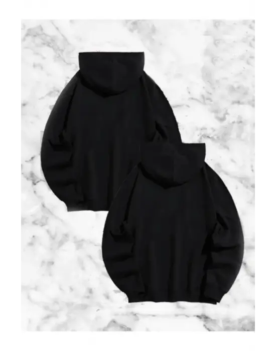 Örümcek Baskılı Sevgili Çift Kombini Kapüşonlu Sweatshirt - Hodie - Siyah