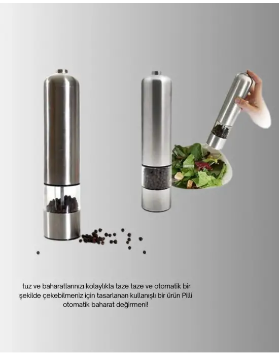 Otomatik Baharat Değirmeni Paslanmaz Gövde Ergonomik Tasarım