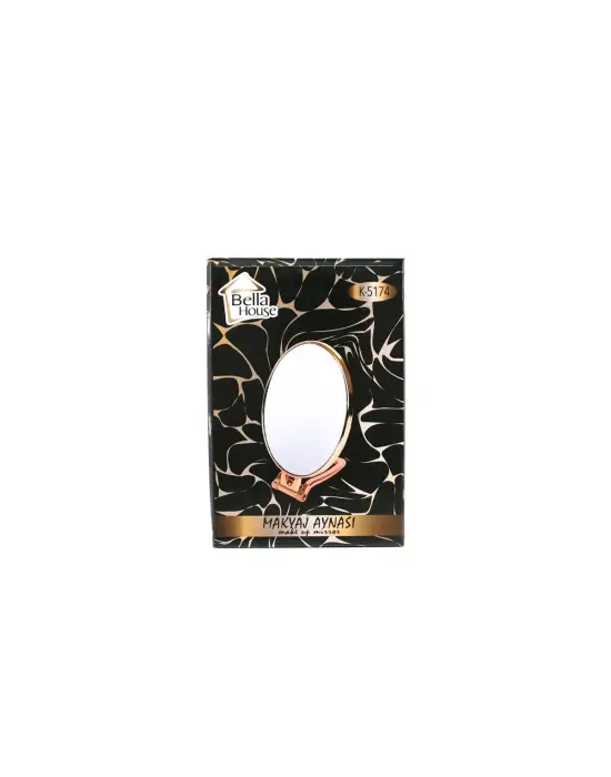 Oval - Bakır 6.5 Inc=16.5x13cm Makyaj Aynası Çift Taraflı Katlanır Ayaklı