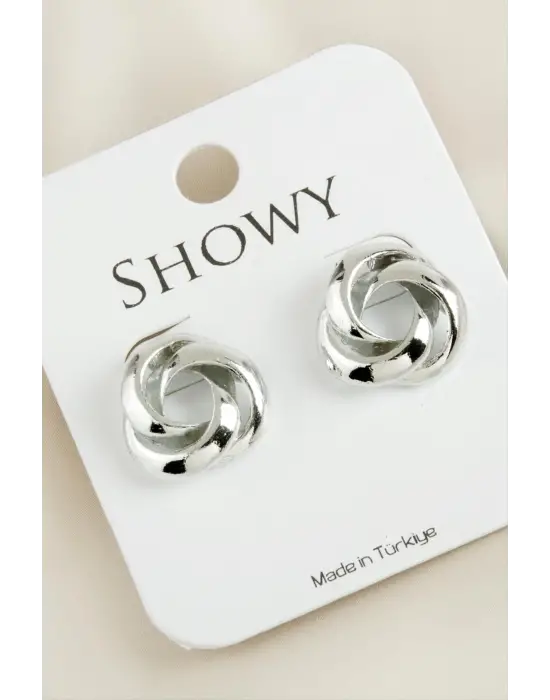 Oval Çiçek Yeni Sezon Metal Küpe