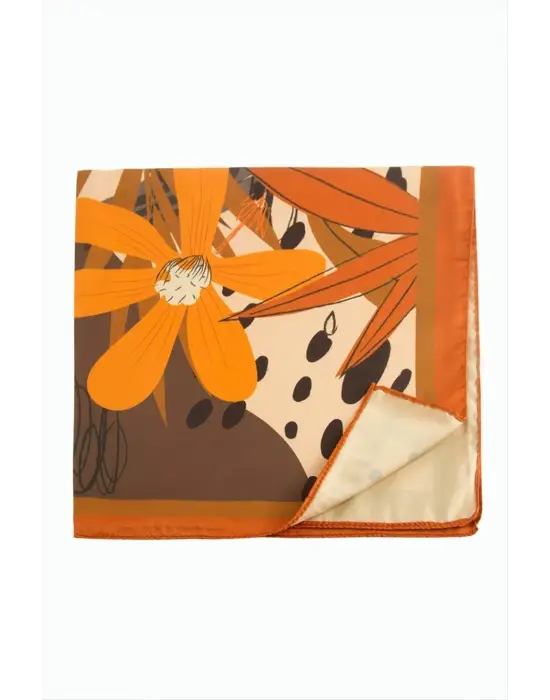 Papatya Desenli Zr Şifon Fular 50*50 cm