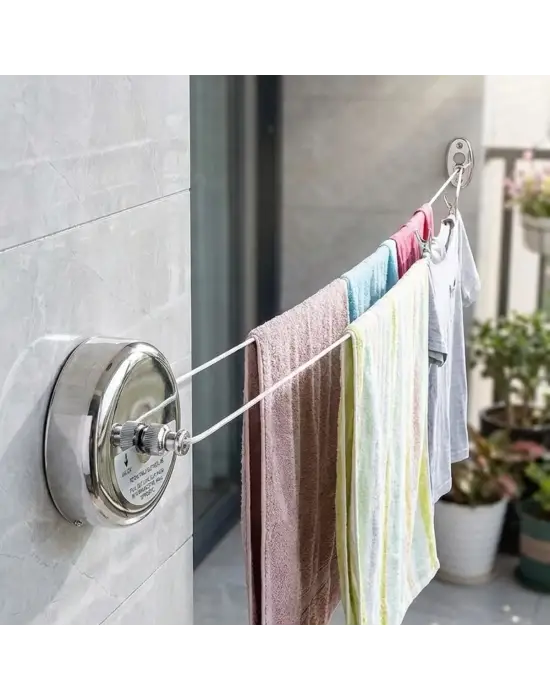 Paslanmaz Çelik Geri Çekilebilir Çamaşır İpi – Duvar Tipi Duvara Monte Banyo,balkon,bahçe Çamaşır Kurutma Askısı