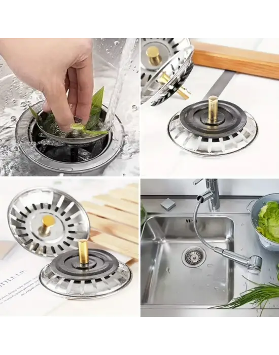 Paslanmaz Çelik Mutfak Evye Lavabo Süzgeci Lavabo Gideri Atık Gıda Tıpası