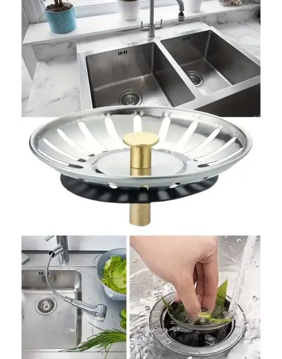 Paslanmaz Çelik Mutfak Evye Lavabo Süzgeci Lavabo Gideri Atık Gıda Tıpası