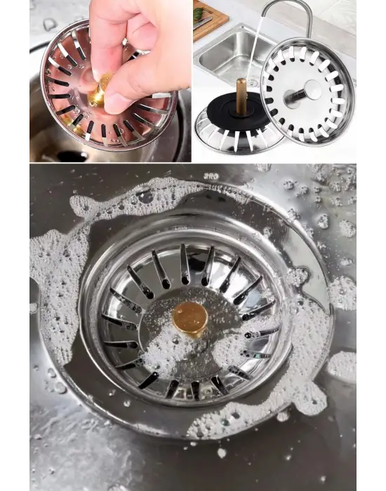 Paslanmaz Çelik Mutfak Evye Lavabo Süzgeci Lavabo Gideri Atık Gıda Tıpası