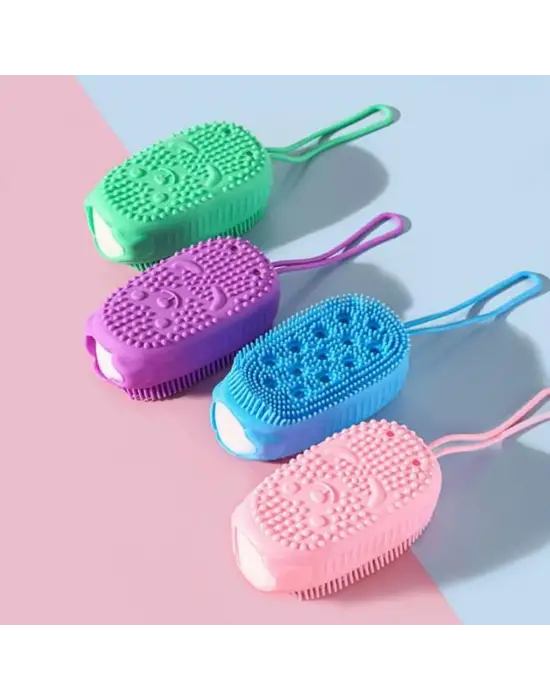 Peeling Etkili Süngerli Silikon Banyo Lifi – Asma Kancalı Duş Kesesi