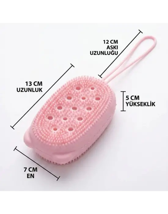 Peeling Etkili Süngerli Silikon Banyo Lifi – Asma Kancalı Duş Kesesi