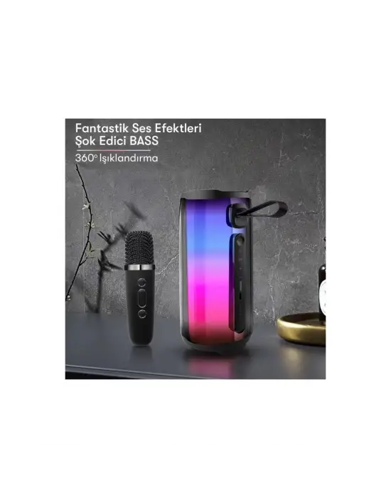 Pluse 5 Mikrofonlu Rgb Kablosuz Hoparlör - Siyah