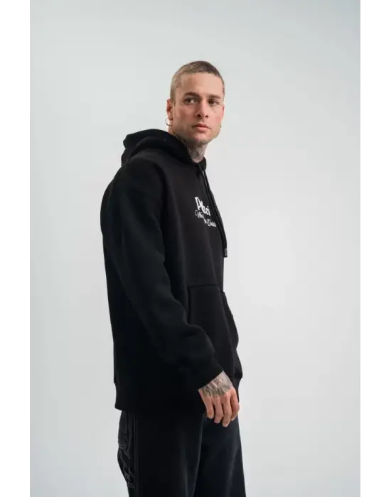 POLIZEI Premium Kalite Kapşonlu Dijital Patchli SweatShirt - Siyah