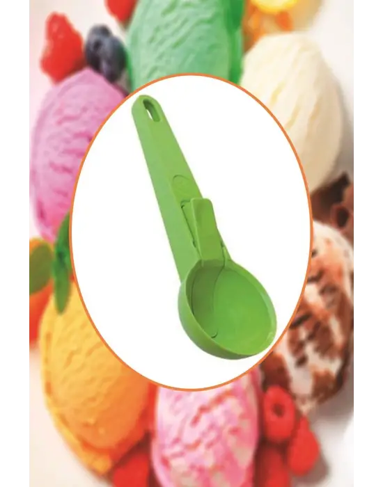 Pratik Mandallı Plastik Dondurma Servis Sunum Kepçesi Kaşığı
