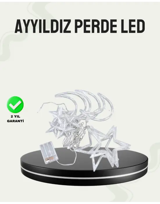 Prizli Yıldız Ay Perde Led Işık Ev Ve Organizasyon Dekoru