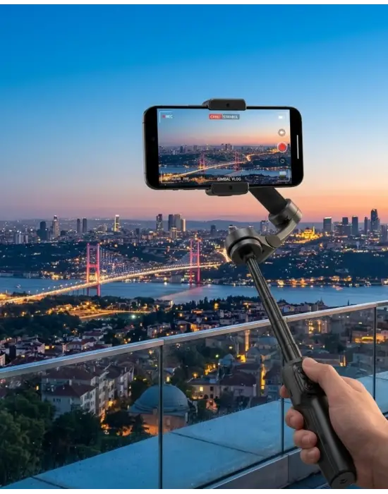 Profesyonel Telefon Gimbal Stabilizer 3 Axis Video Sabitleyici Vlog Tripod