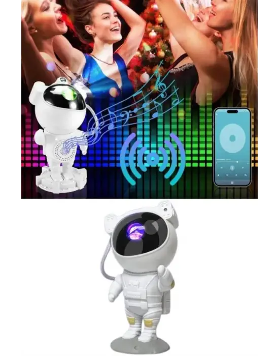 Projeksiyon Astronot Lamba Speaker Sevimli Astronot Bluetooth Hoparlör