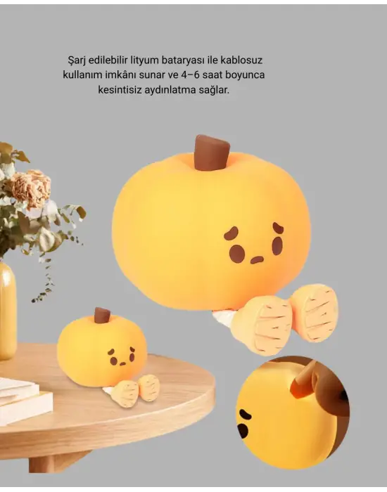 Pumpkin Led Gece Lambası Üç Kademeli Işık Ayarlı