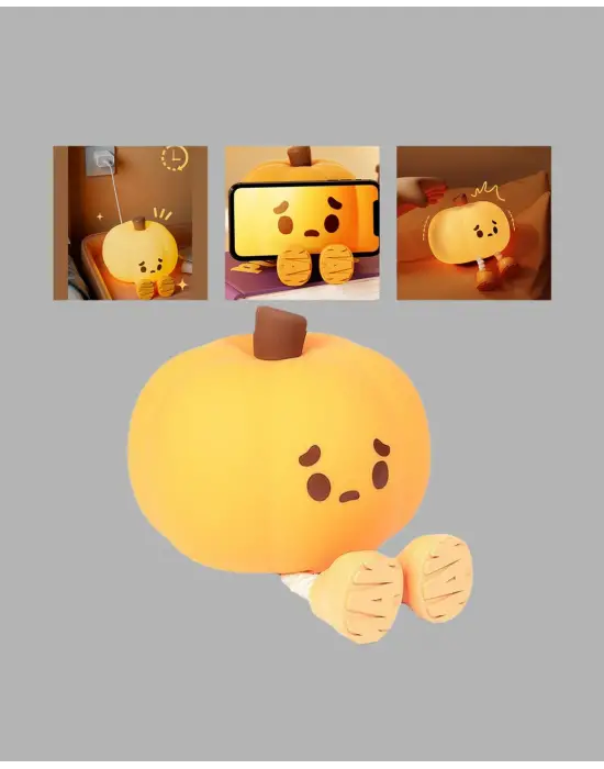 Pumpkin Led Night Light Dokunmatik Şarjlı Silikon Gece Lambası