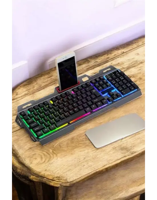 Q Klavye Rgb Işıklı Klavye Ve Mouse Seti Kablolu Mouse Hediyeliş