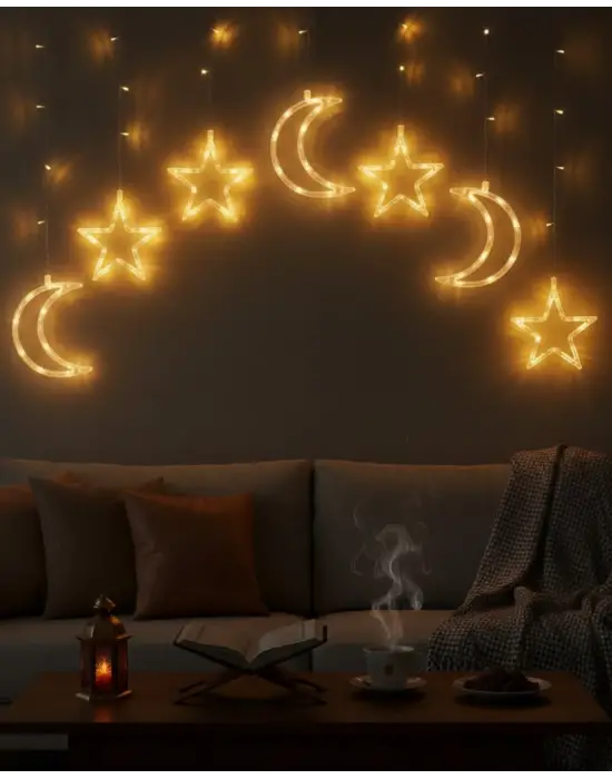 Ramazan İçin Büyük Boy Işıklı Ay Yıldız Led
