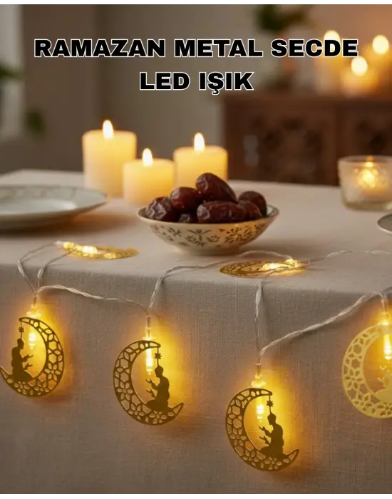 Ramazan Temalı Ay İçinde Secde Eden Adam Led Peri Işığı