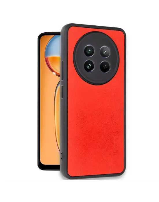 Realme 12 5g Kılıf Aras Deri Kapak - Kırmızı