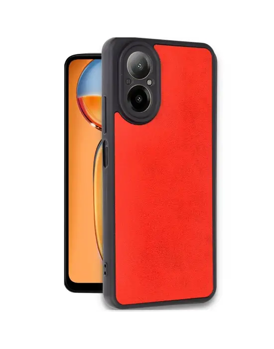 Realme 12 Lite Kılıf Aras Deri Kapak - Kırmızı