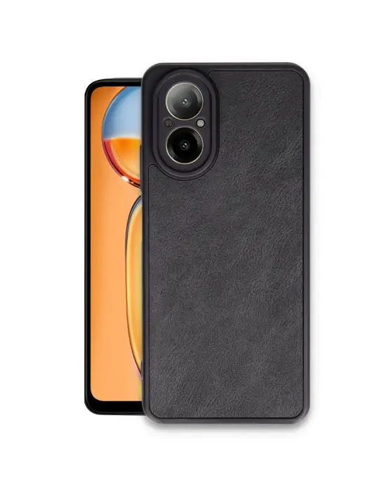Realme 12 Lite Kılıf Aras Deri Kapak - Siyah