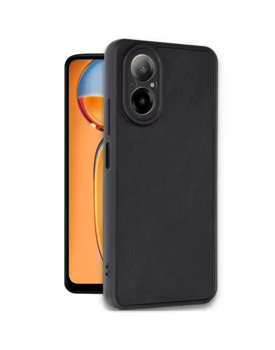 Realme 12 Lite Kılıf Aras Deri Kapak - Siyah