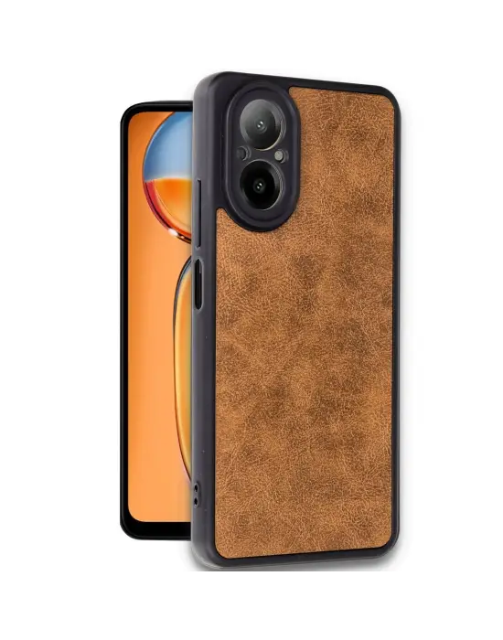 Realme 12 Lite Kılıf Aras Deri Kapak - Taba
