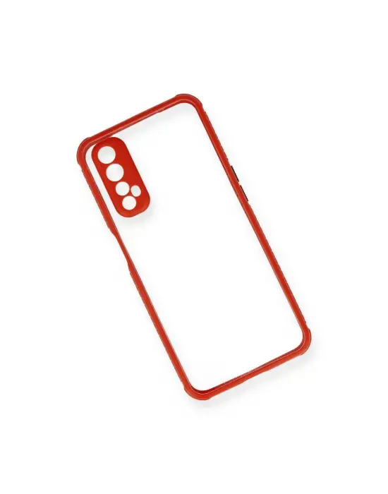 Realme 7 Kılıf Miami Şeffaf Silikon - Kırmızı