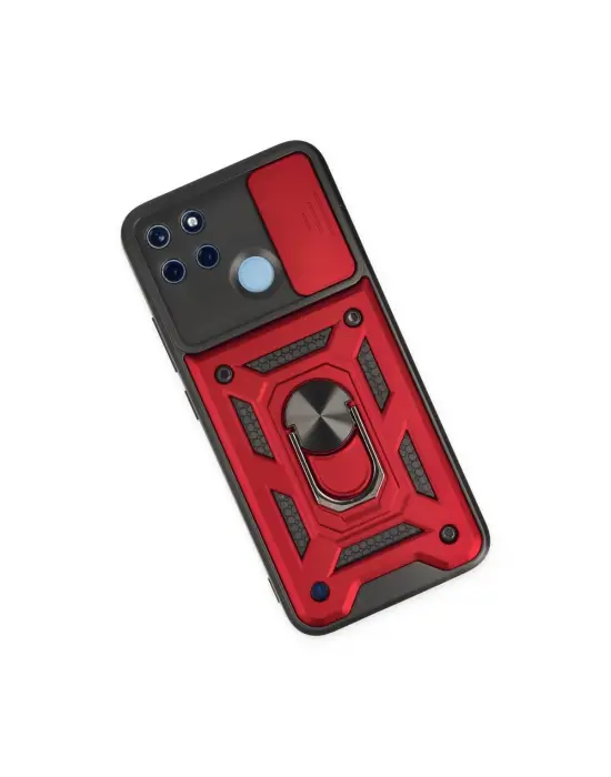 Realme C25y Kılıf Pars Lens Yüzüklü Silikon - Kırmızı