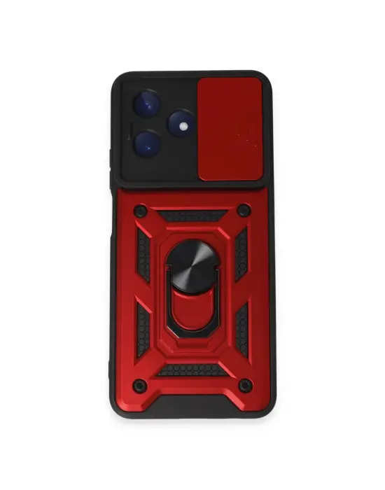 Realme C53 Kılıf Pars Lens Yüzüklü Silikon - Kırmızı