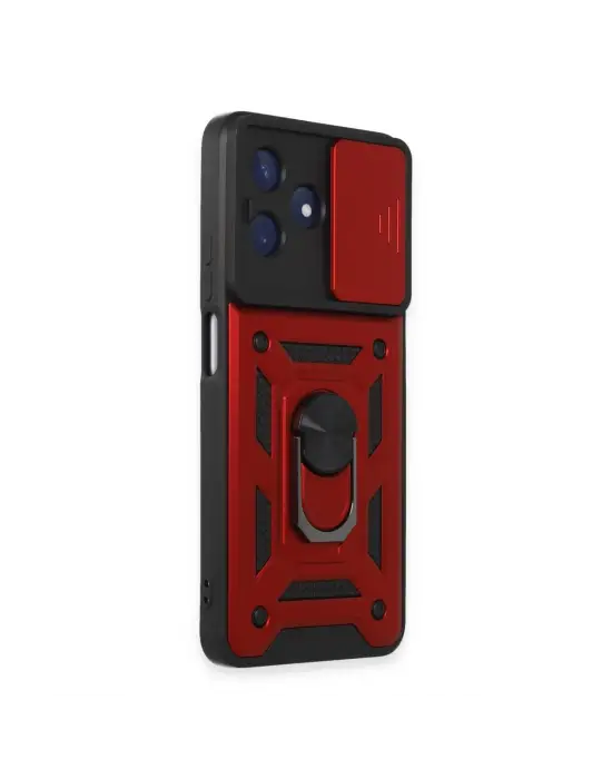 Realme C53 Kılıf Pars Lens Yüzüklü Silikon - Kırmızı