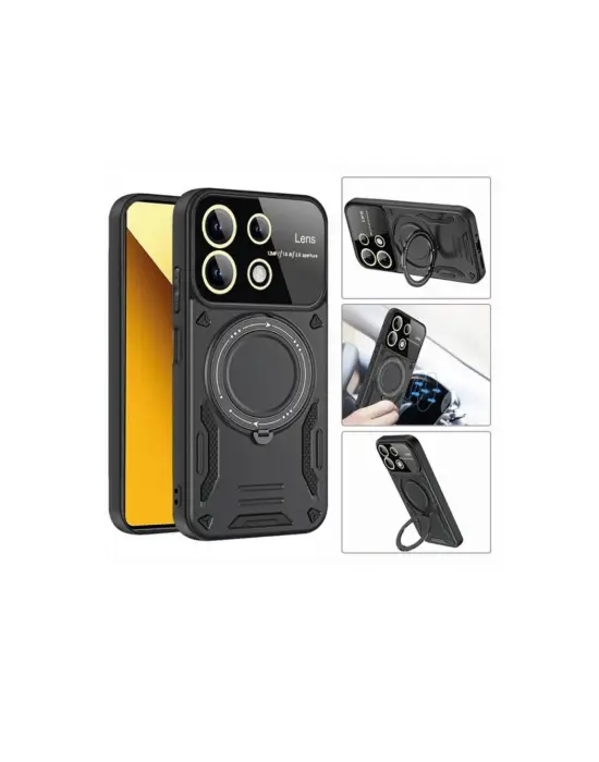 Realme C55 Kılıf Joy Lens Standlı Kapak - Koyu Yeşil